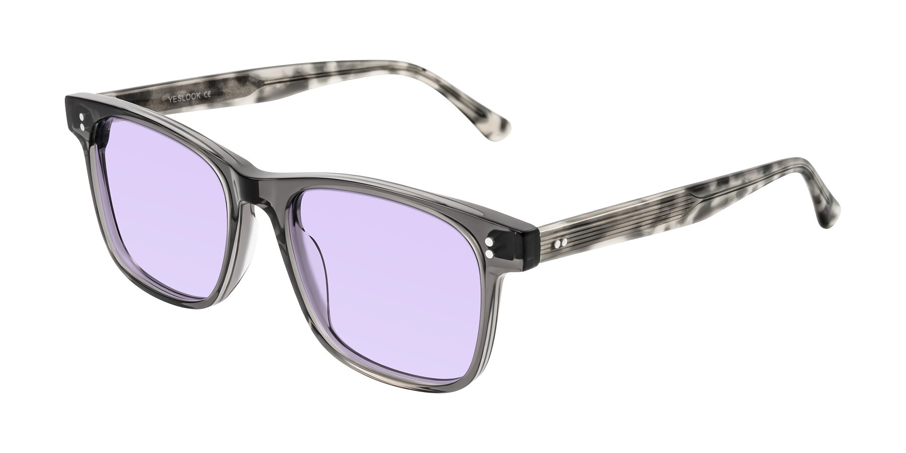 Angle of Rhanna in Gray/Tortoise with Light Purple Tinted Lenses