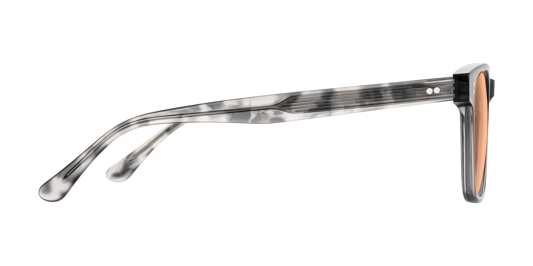 Side of Rhanna in Gray/Tortoise with Light Orange Tinted Lenses