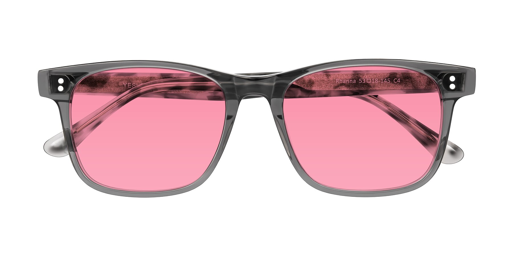Folded Front of Rhanna in Gray/Tortoise with Pink Tinted Lenses