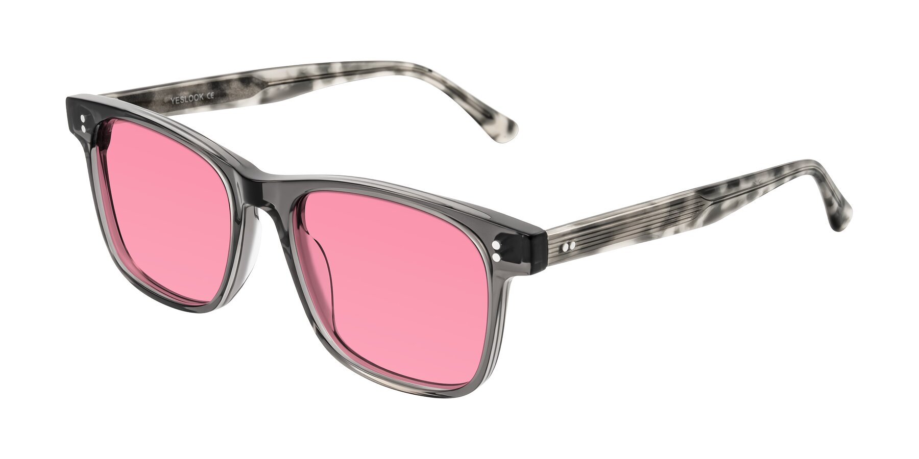 Angle of Rhanna in Gray/Tortoise with Pink Tinted Lenses