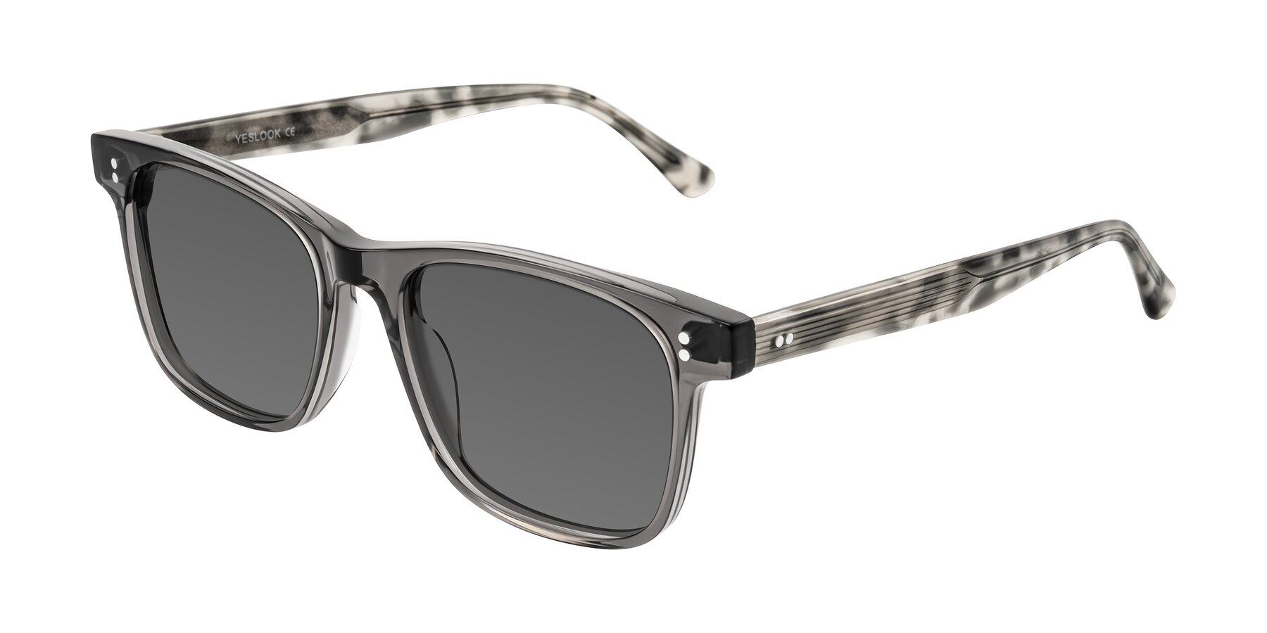 Angle of Rhanna in Gray/Tortoise with Medium Gray Tinted Lenses