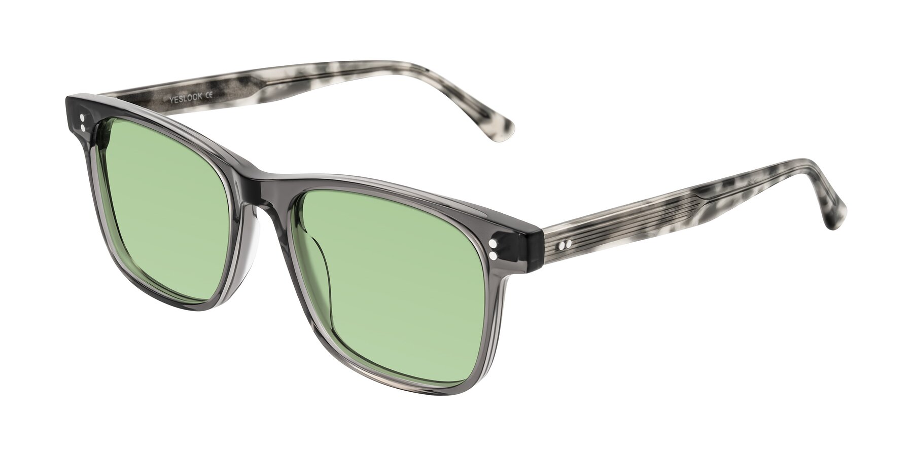 Angle of Rhanna in Gray/Tortoise with Medium Green Tinted Lenses