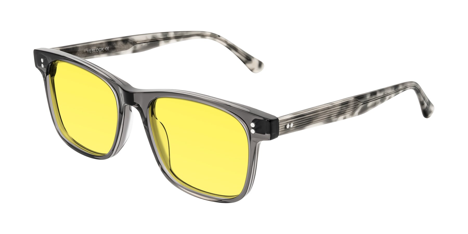 Angle of Rhanna in Gray/Tortoise with Medium Yellow Tinted Lenses