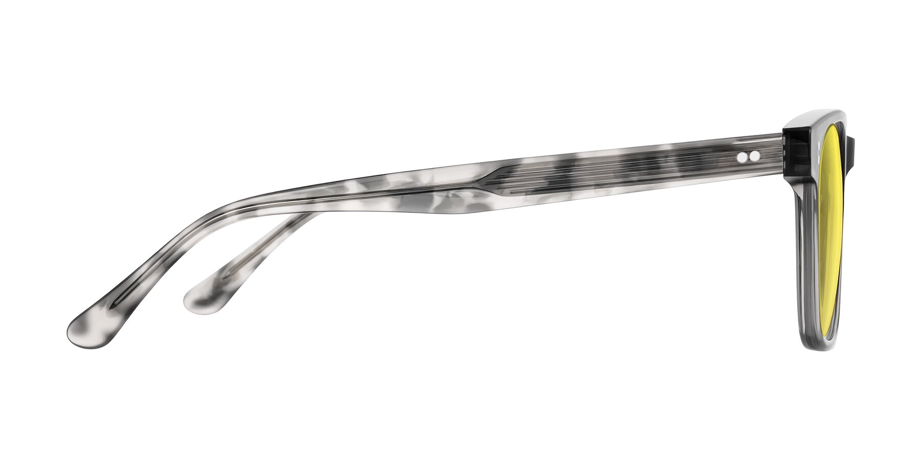 Side of Rhanna in Gray/Tortoise with Medium Yellow Tinted Lenses