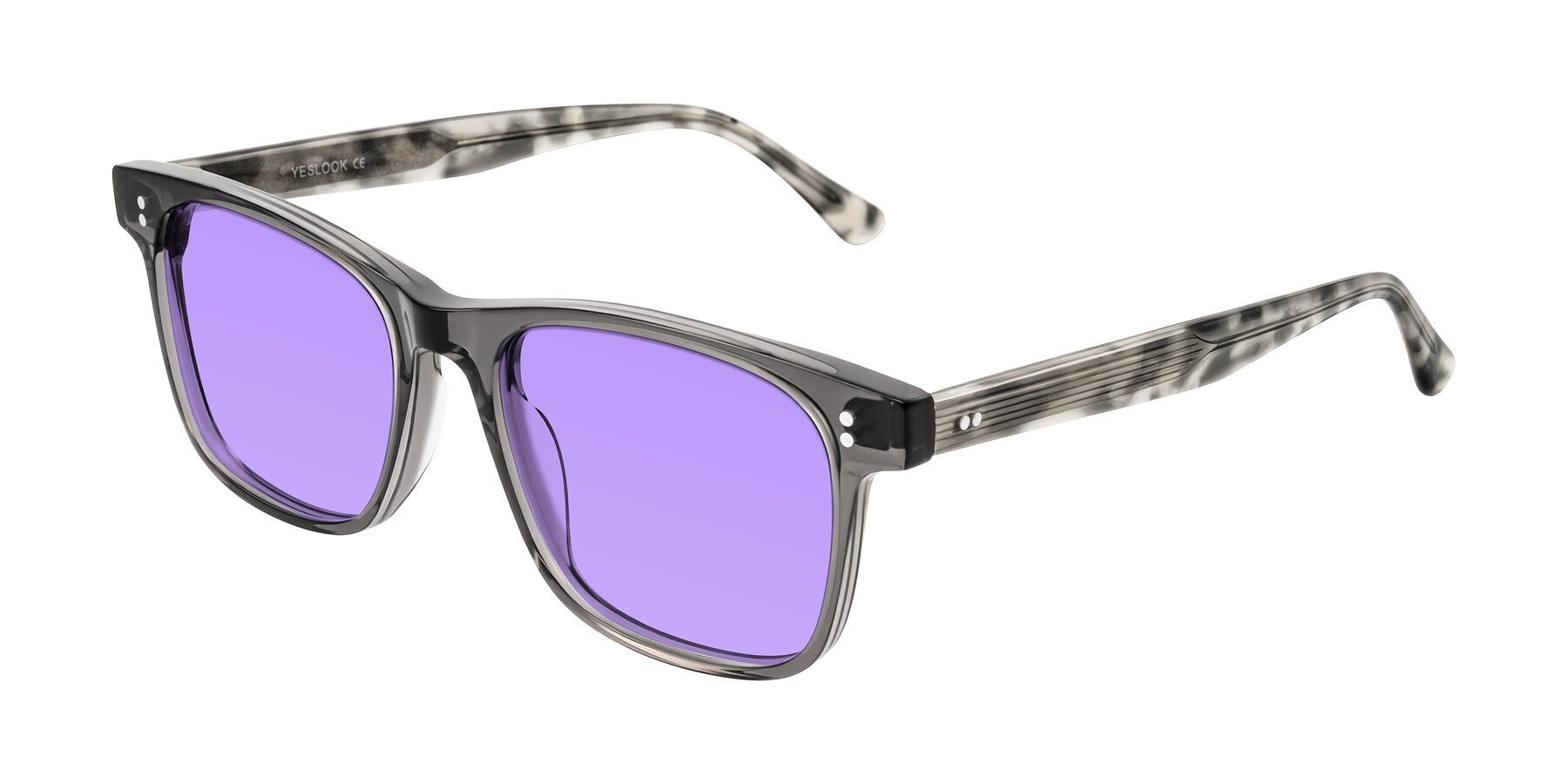 Angle of Rhanna in Gray/Tortoise with Medium Purple Tinted Lenses