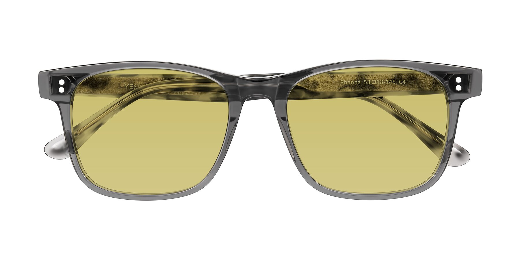 Folded Front of Rhanna in Gray/Tortoise with Medium Champagne Tinted Lenses