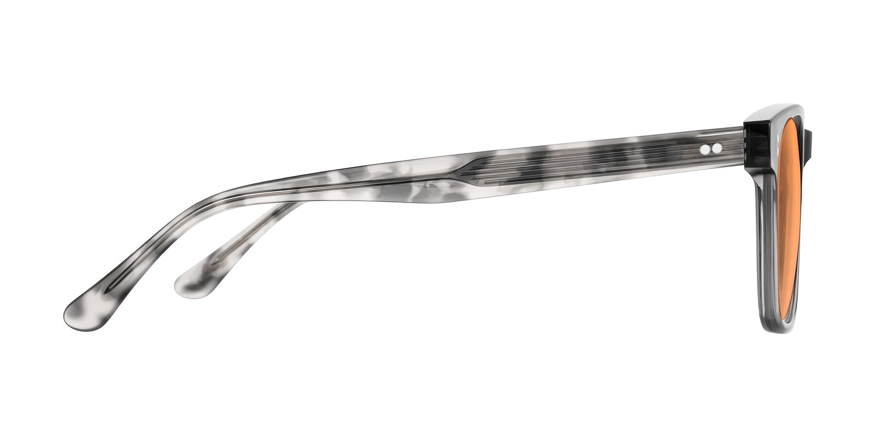 Side of Rhanna in Gray/Tortoise with Medium Orange Tinted Lenses