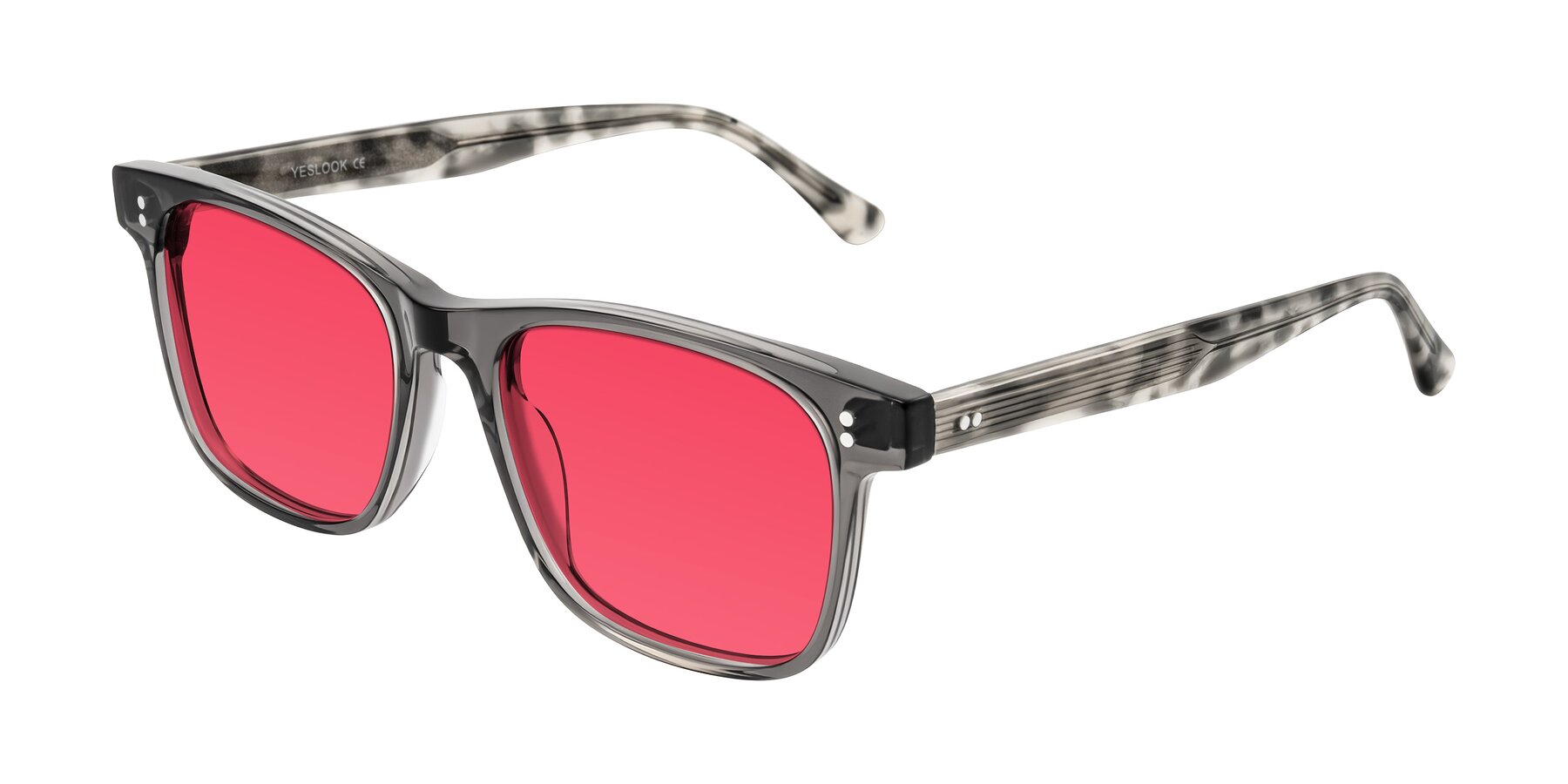 Angle of Rhanna in Gray/Tortoise with Red Tinted Lenses