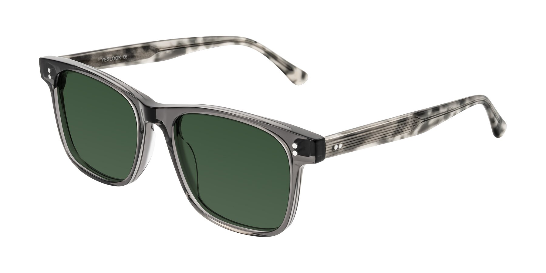 Angle of Rhanna in Gray/Tortoise with Green Tinted Lenses