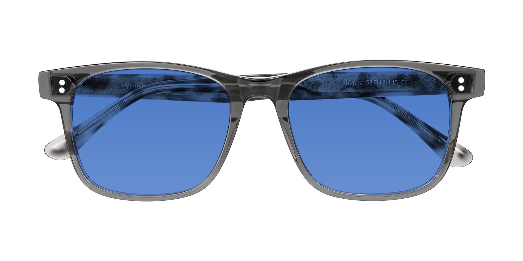 Folded Front of Rhanna in Gray/Tortoise with Blue Tinted Lenses