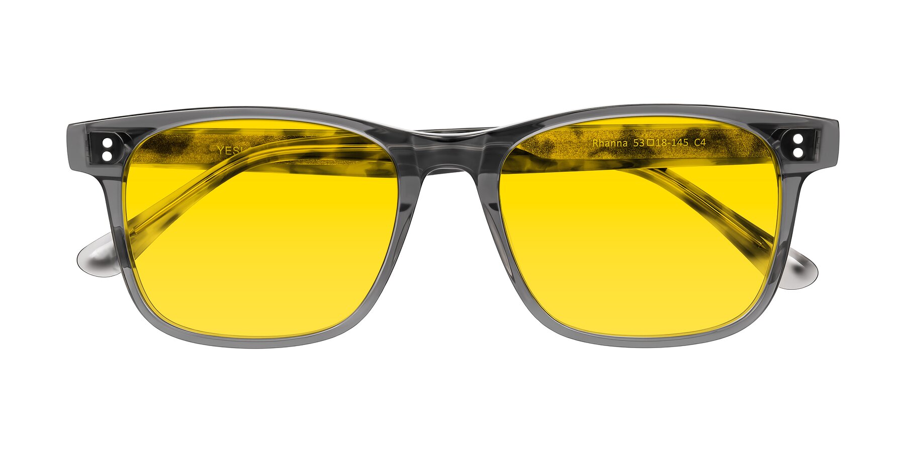 Folded Front of Rhanna in Gray/Tortoise with Yellow Tinted Lenses