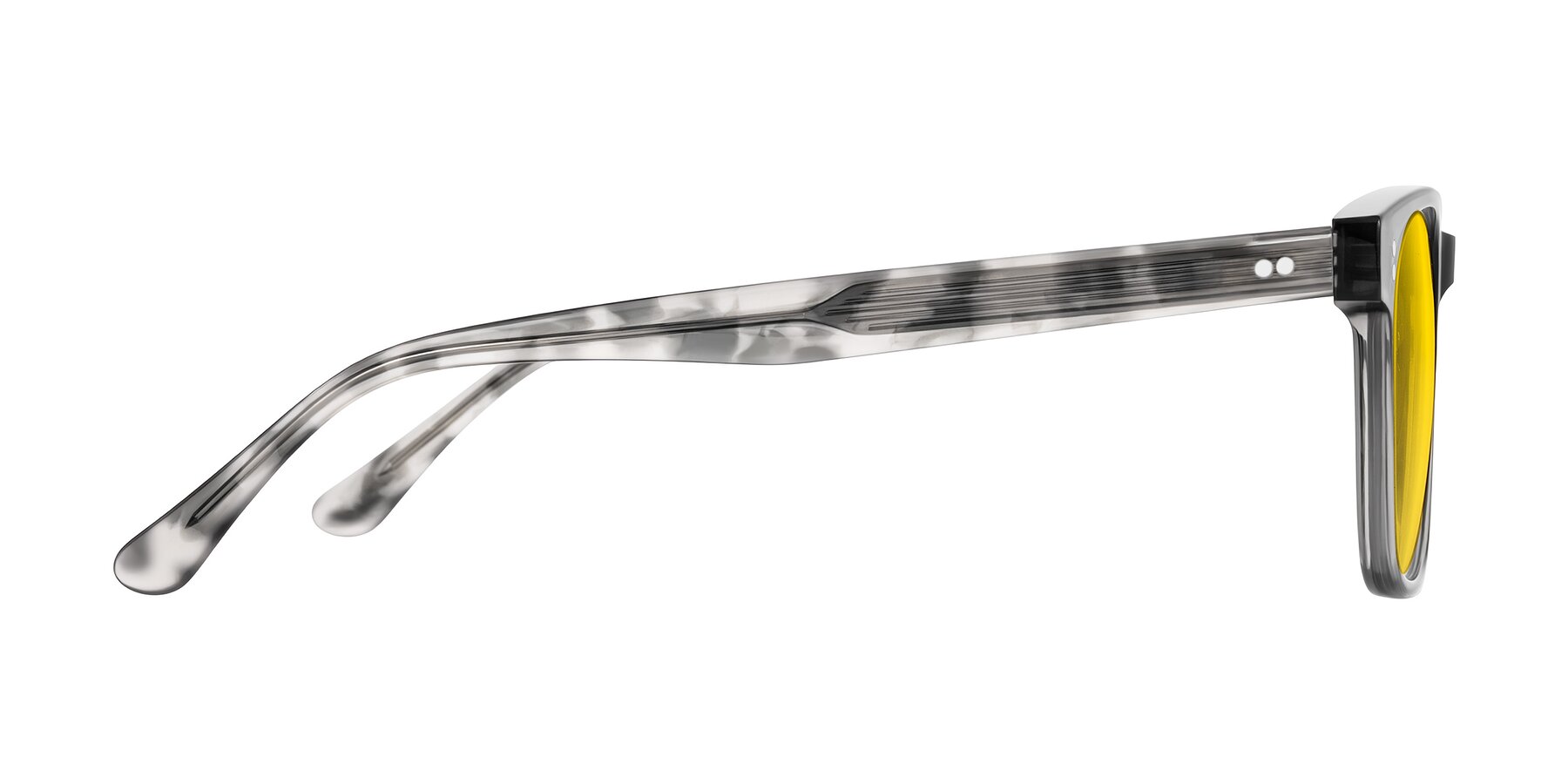 Side of Rhanna in Gray/Tortoise with Yellow Tinted Lenses