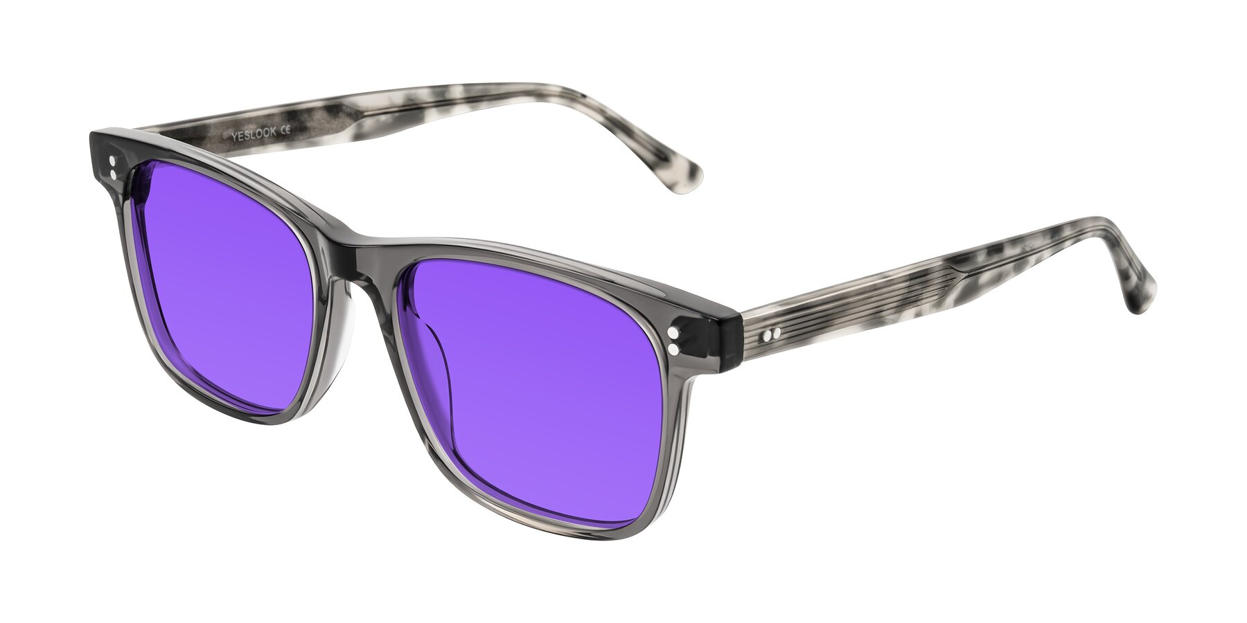 Angle of Rhanna in Gray/Tortoise with Purple Tinted Lenses
