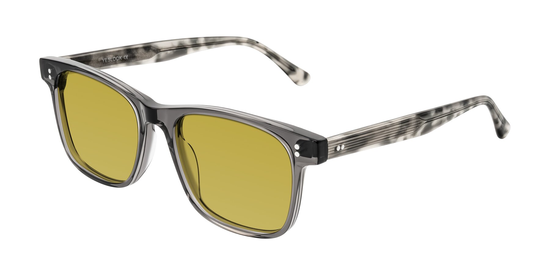 Angle of Rhanna in Gray/Tortoise with Champagne Tinted Lenses