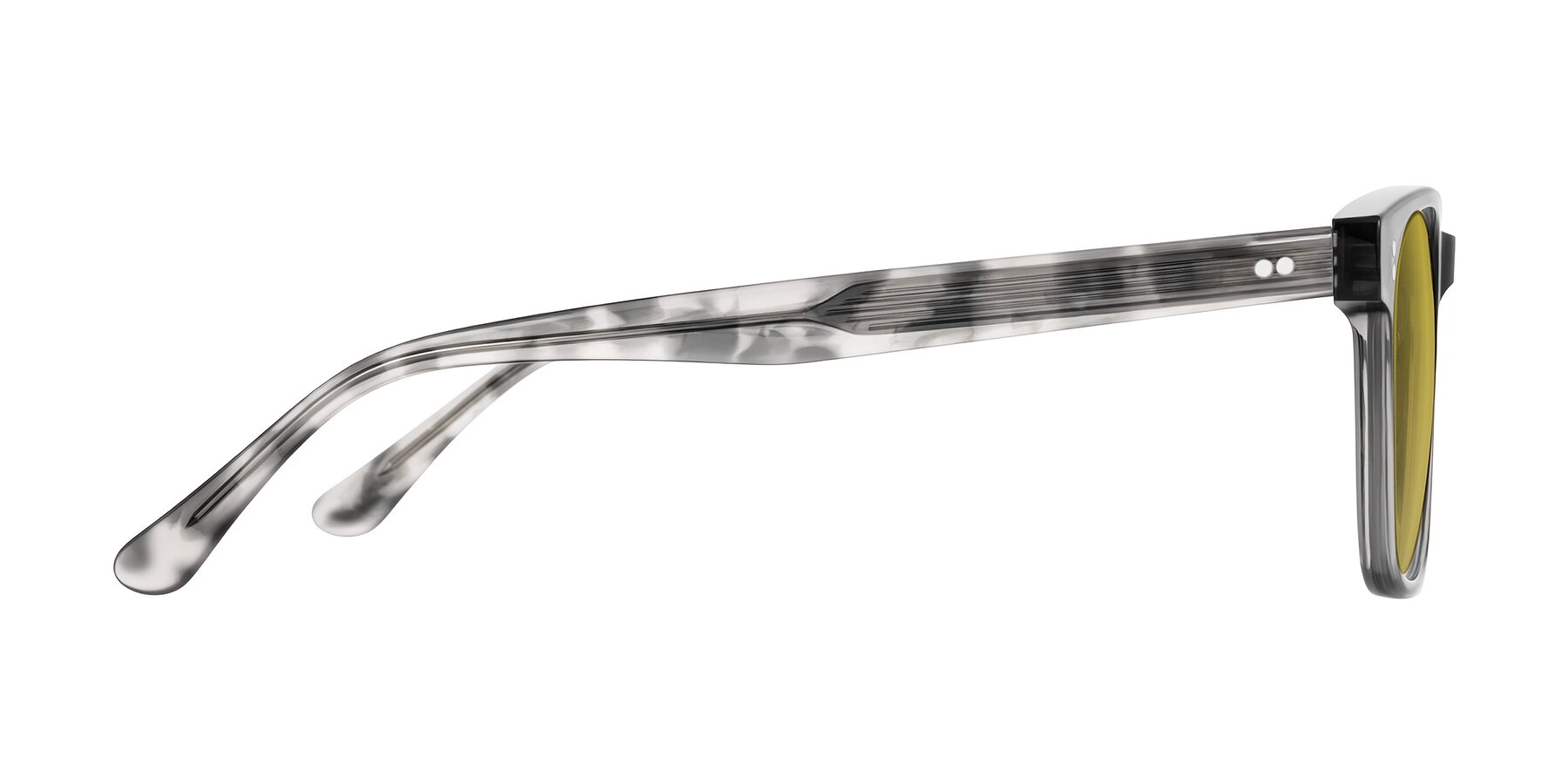 Side of Rhanna in Gray/Tortoise with Champagne Tinted Lenses
