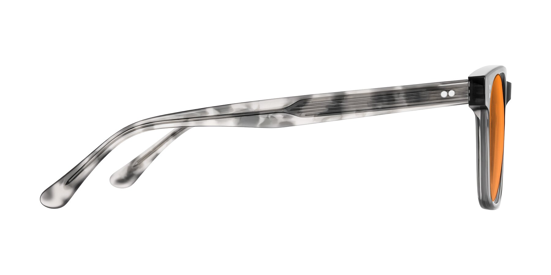 Side of Rhanna in Gray/Tortoise with Orange Tinted Lenses