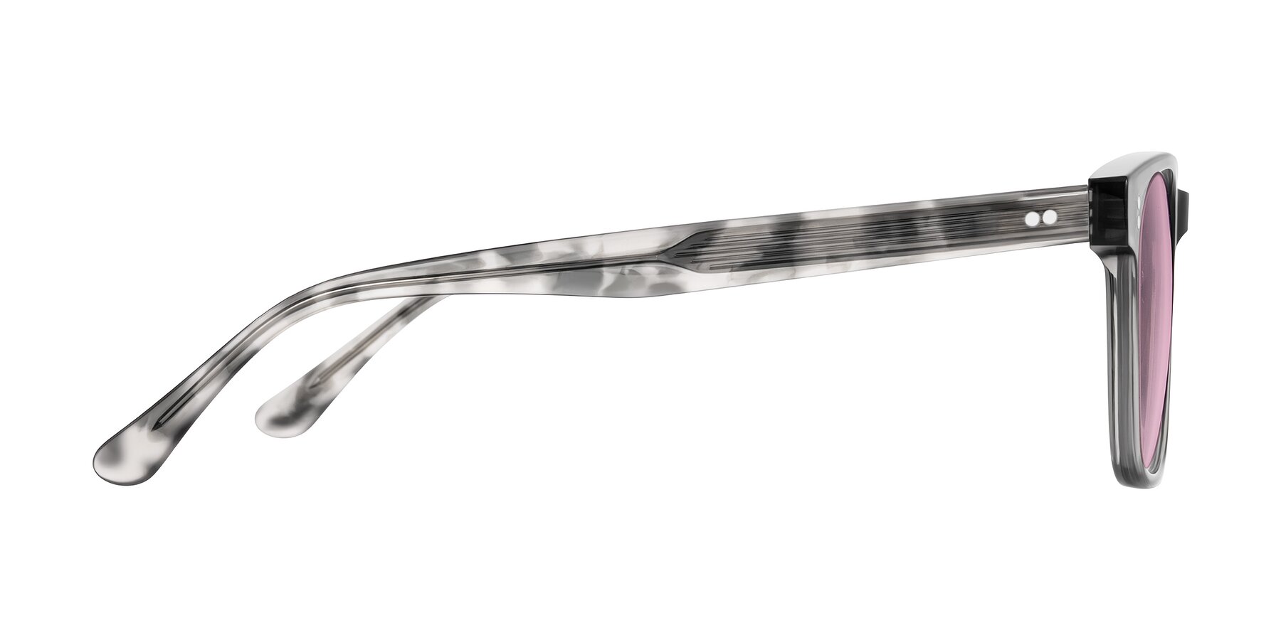 Side of Rhanna in Gray/Tortoise with Light Wine Tinted Lenses
