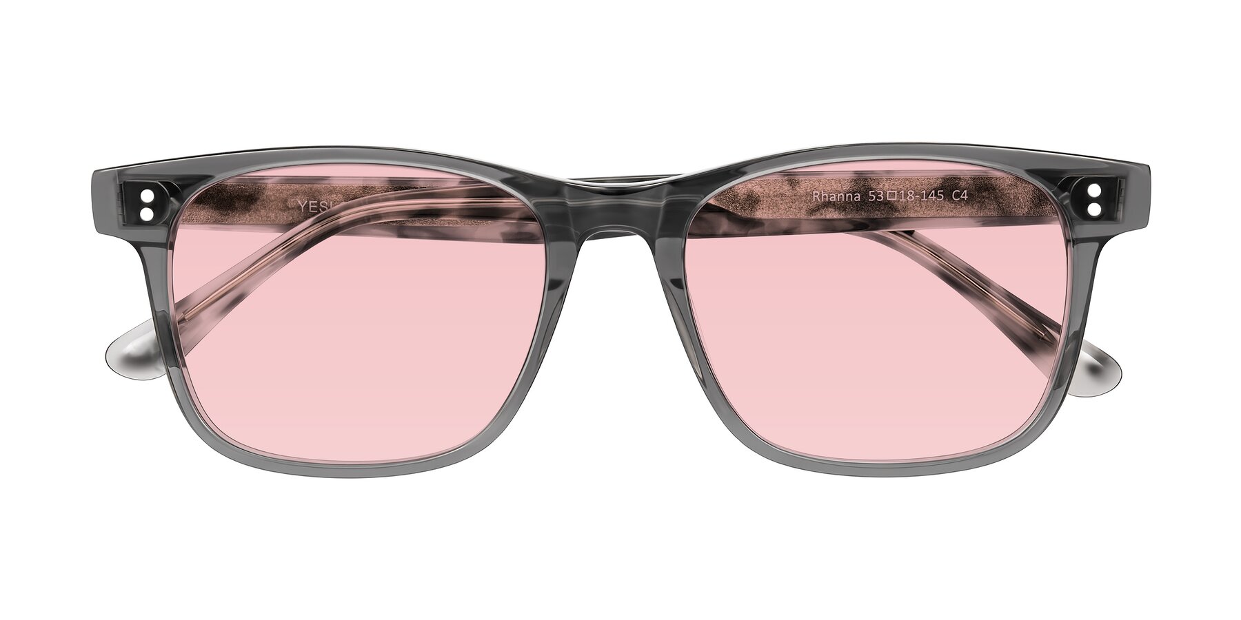 Folded Front of Rhanna in Gray/Tortoise with Light Garnet Tinted Lenses
