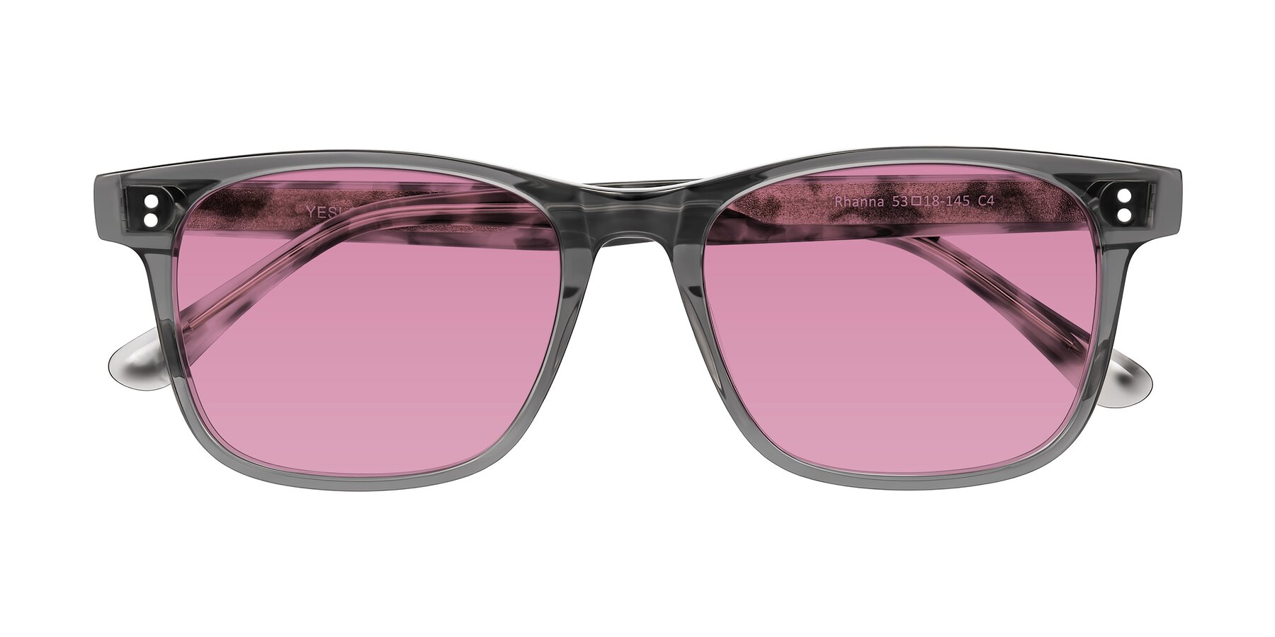 Folded Front of Rhanna in Gray/Tortoise with Medium Wine Tinted Lenses