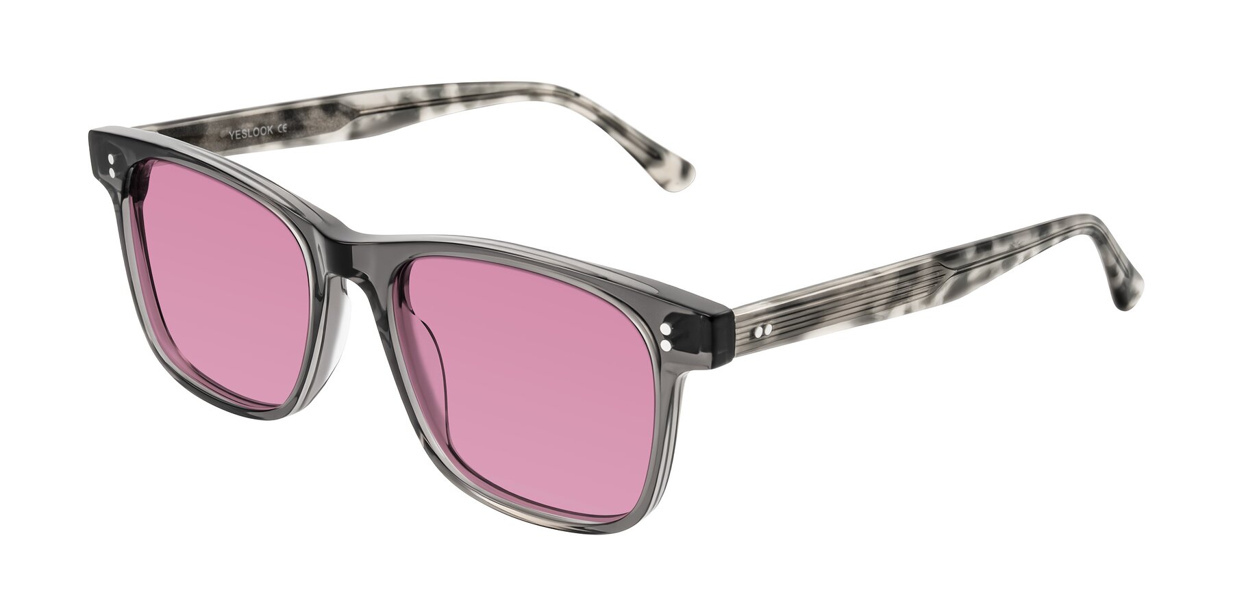 Angle of Rhanna in Gray/Tortoise with Medium Wine Tinted Lenses