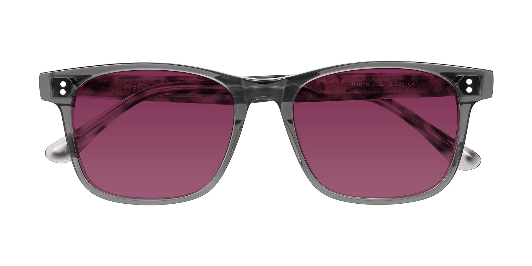 Folded Front of Rhanna in Gray/Tortoise with Wine Tinted Lenses