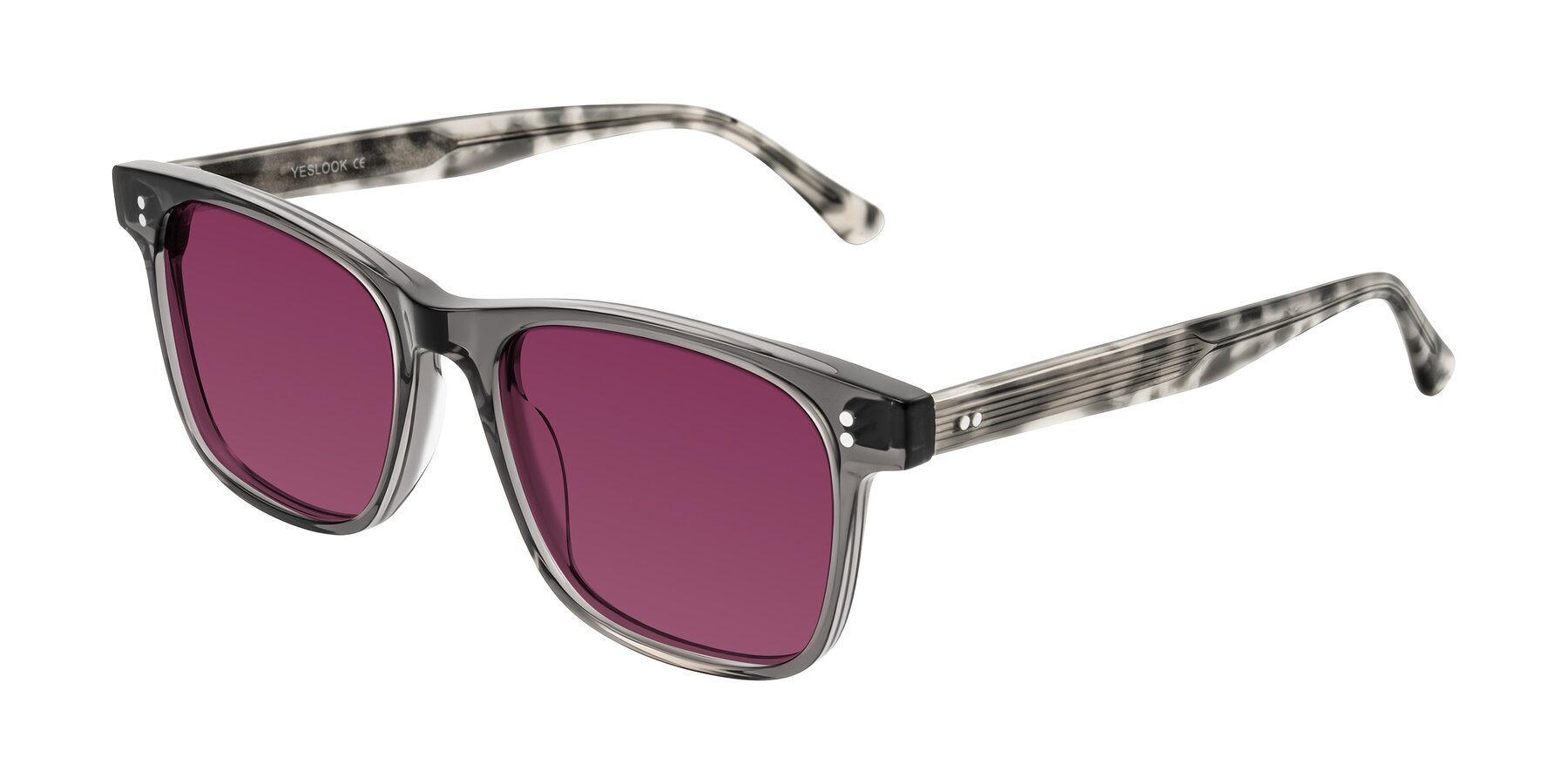 Angle of Rhanna in Gray/Tortoise with Wine Tinted Lenses