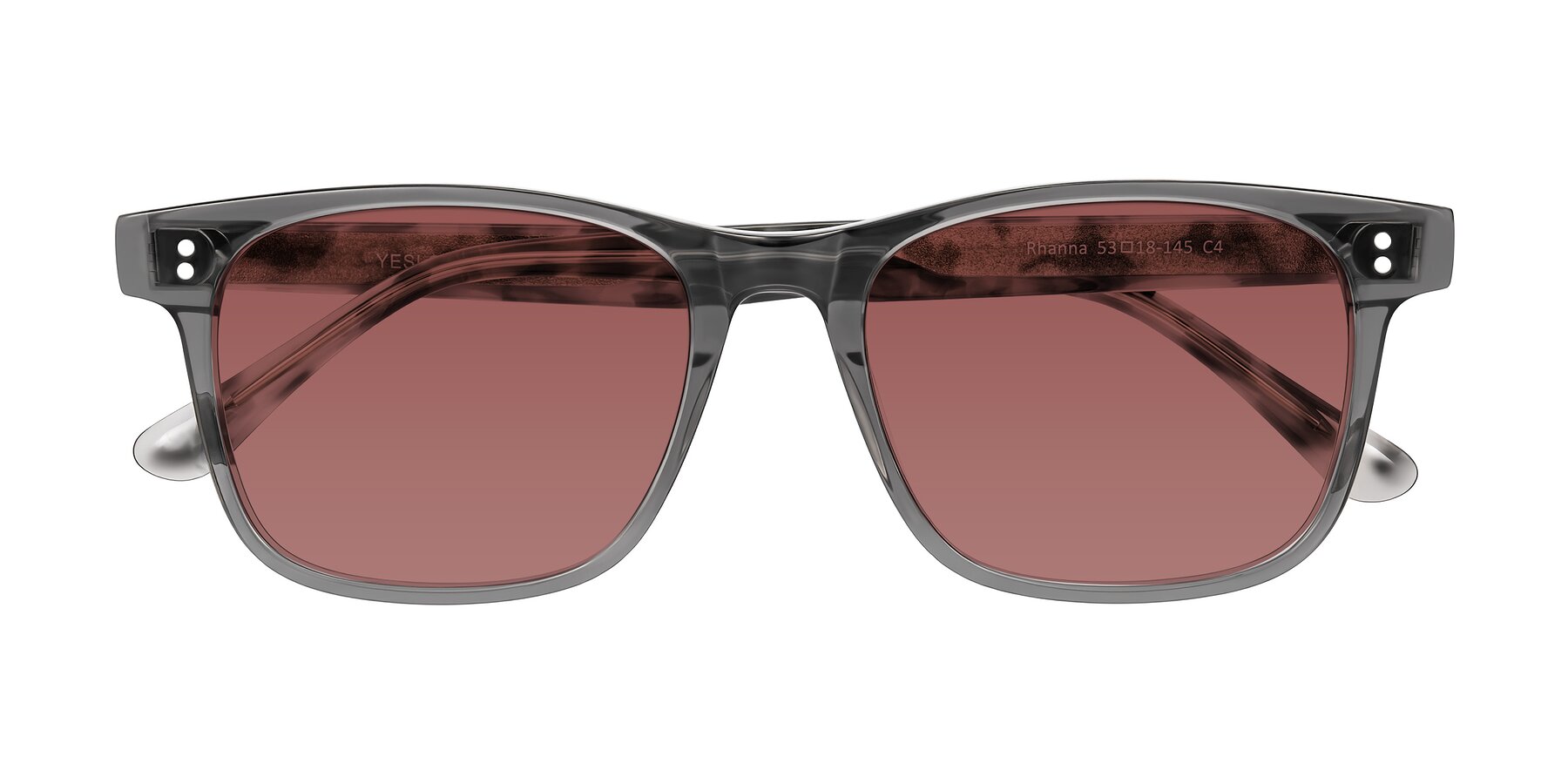 Folded Front of Rhanna in Gray/Tortoise with Garnet Tinted Lenses