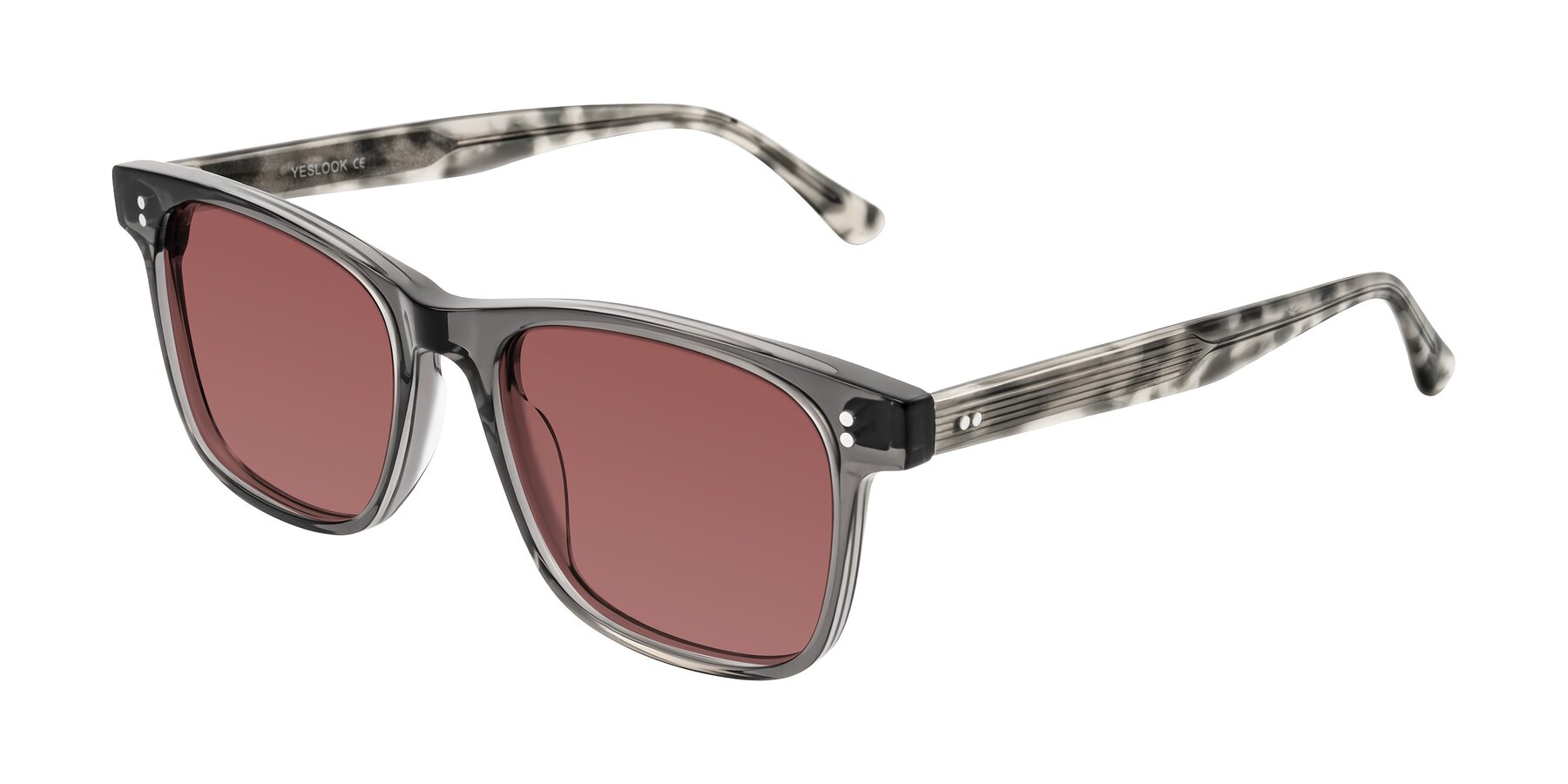 Angle of Rhanna in Gray/Tortoise with Garnet Tinted Lenses