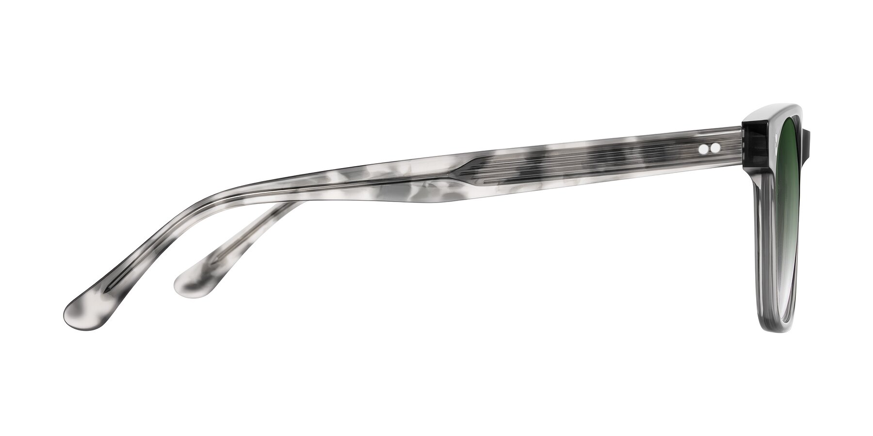 Side of Rhanna in Gray/Tortoise with Green Gradient Lenses