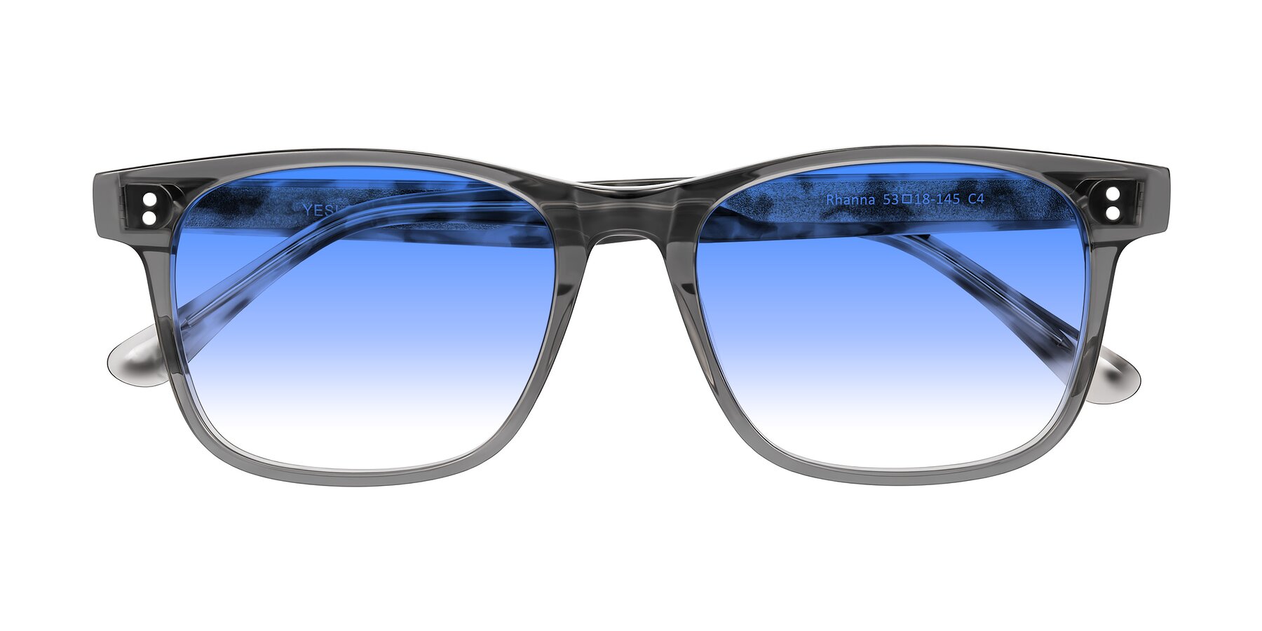 Folded Front of Rhanna in Gray/Tortoise with Blue Gradient Lenses