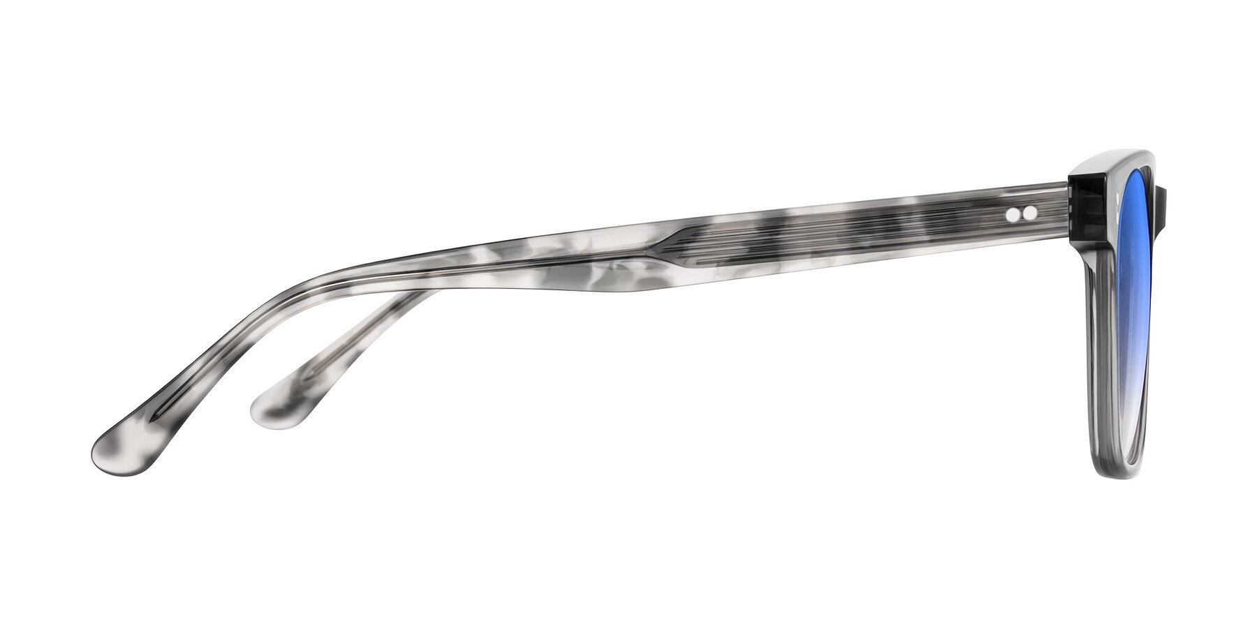 Side of Rhanna in Gray/Tortoise with Blue Gradient Lenses