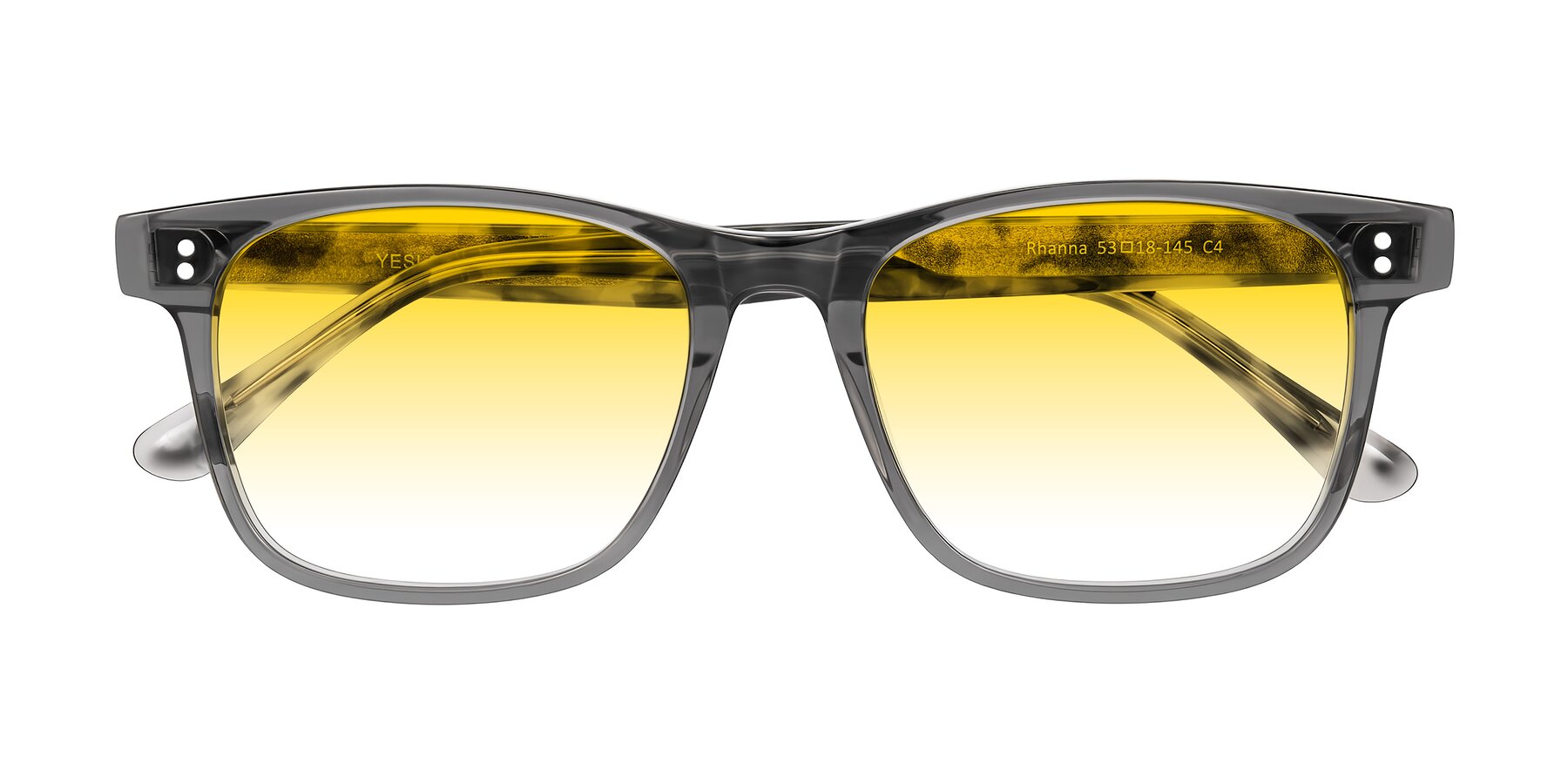 Folded Front of Rhanna in Gray/Tortoise with Yellow Gradient Lenses
