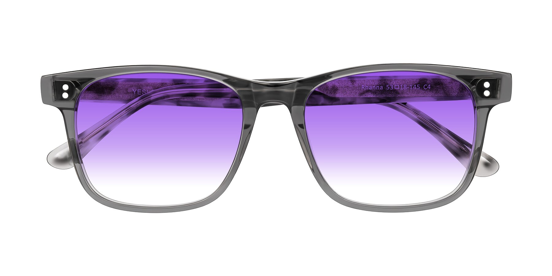 Folded Front of Rhanna in Gray/Tortoise with Purple Gradient Lenses