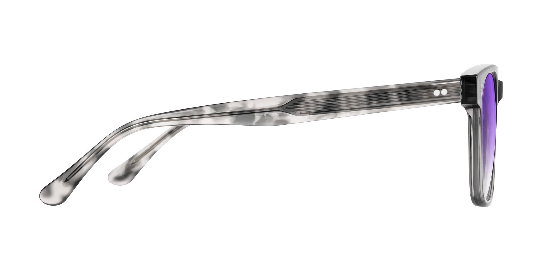 Side of Rhanna in Gray/Tortoise with Purple Gradient Lenses