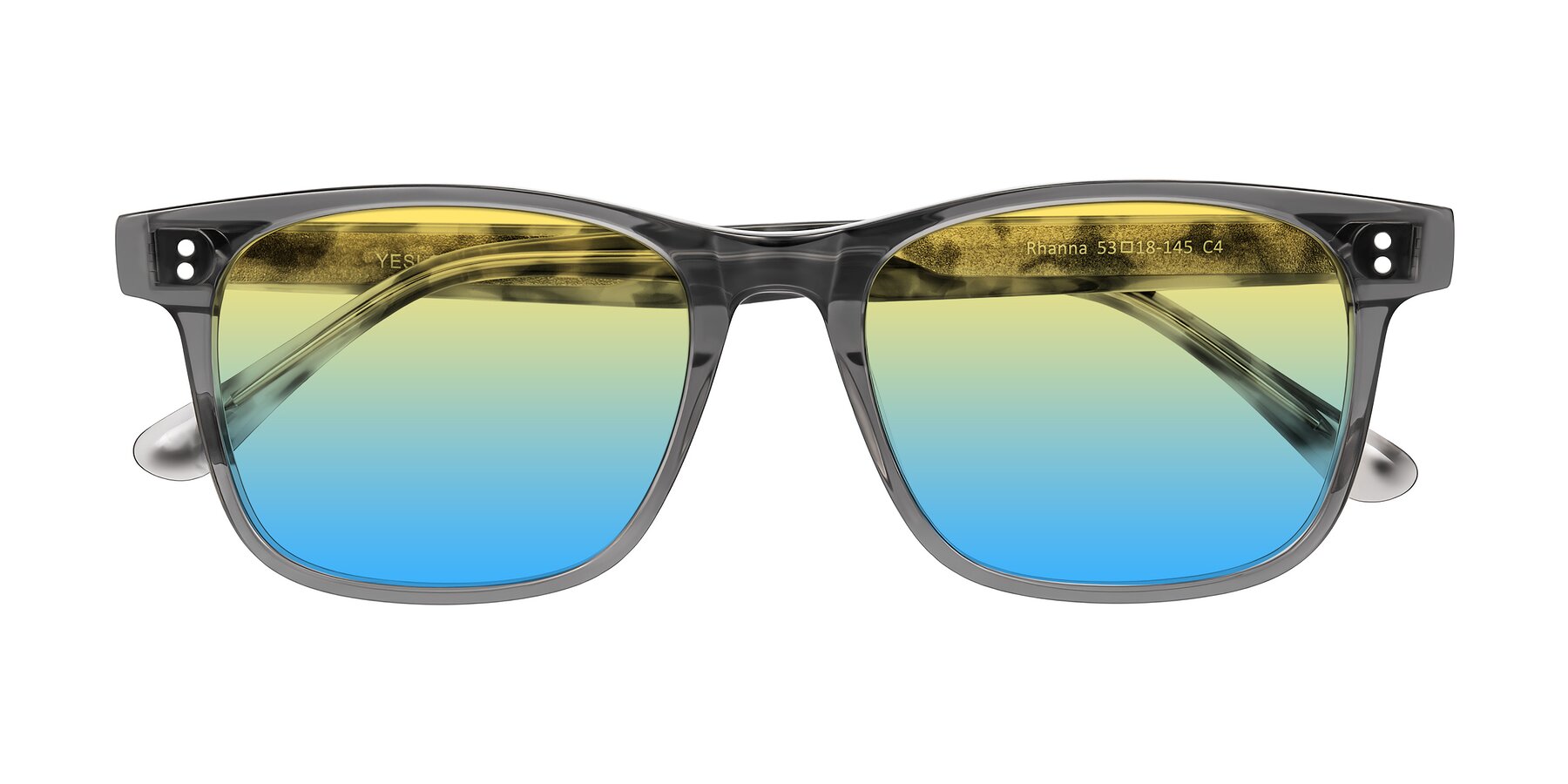 Folded Front of Rhanna in Gray/Tortoise with Yellow / Blue Gradient Lenses
