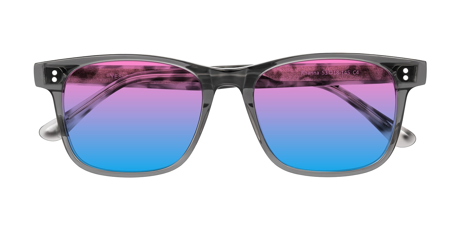 Folded Front of Rhanna in Gray/Tortoise with Pink / Blue Gradient Lenses