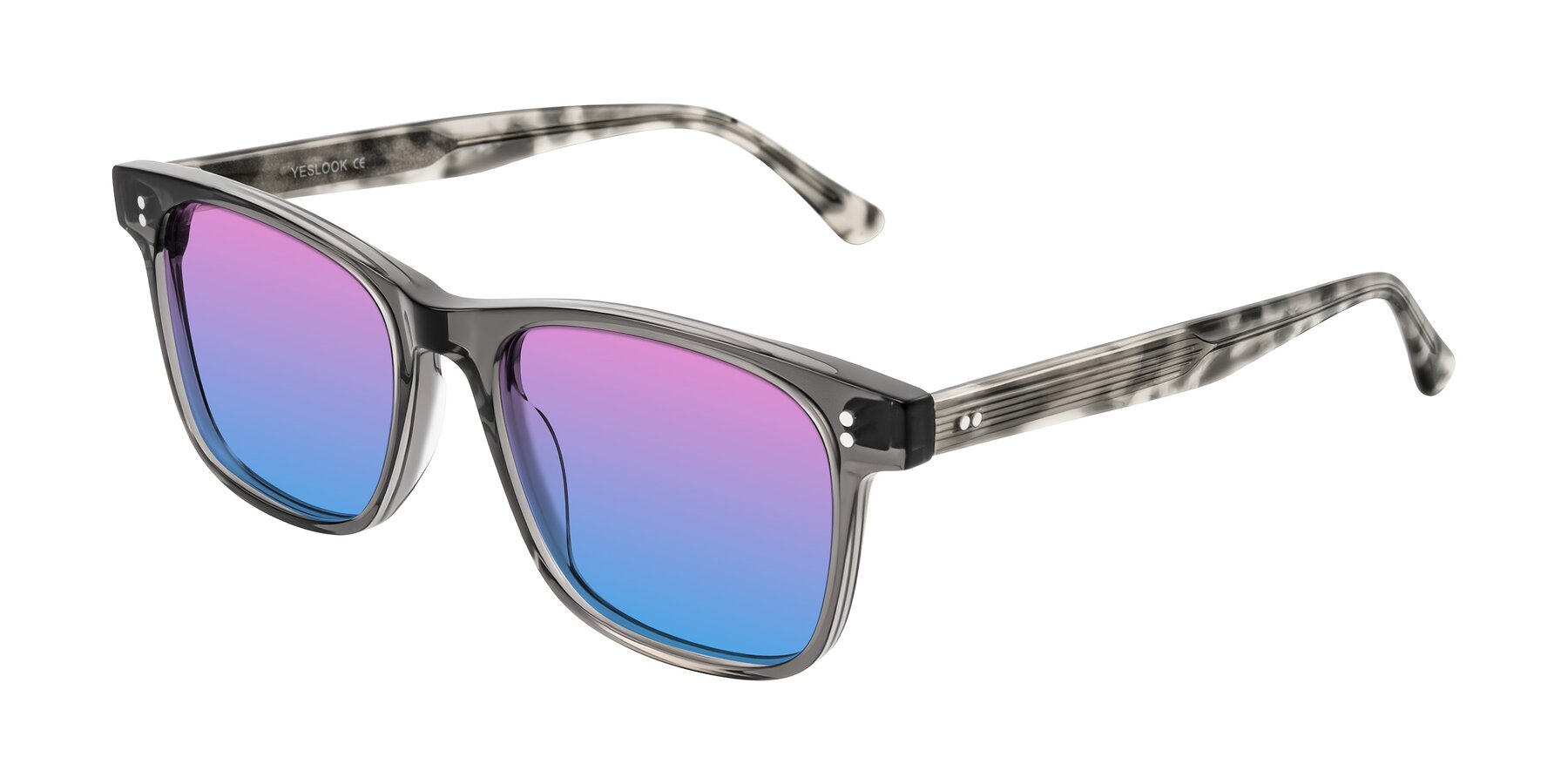 Angle of Rhanna in Gray/Tortoise with Pink / Blue Gradient Lenses