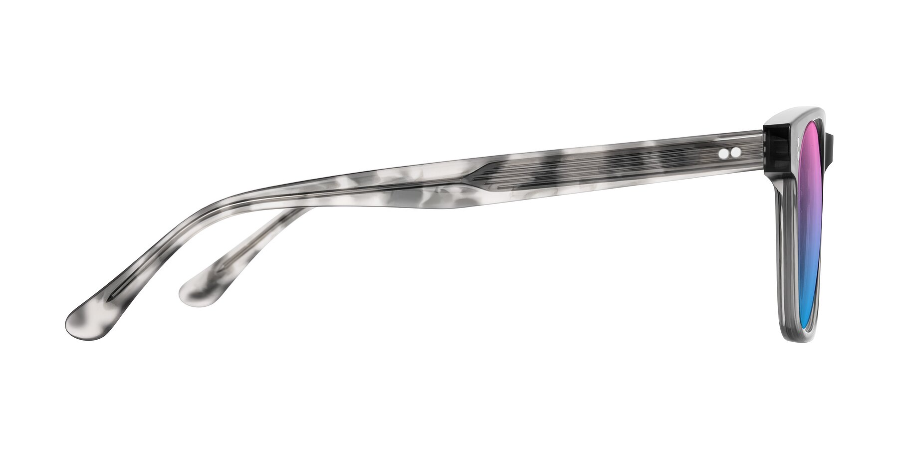 Side of Rhanna in Gray/Tortoise with Pink / Blue Gradient Lenses