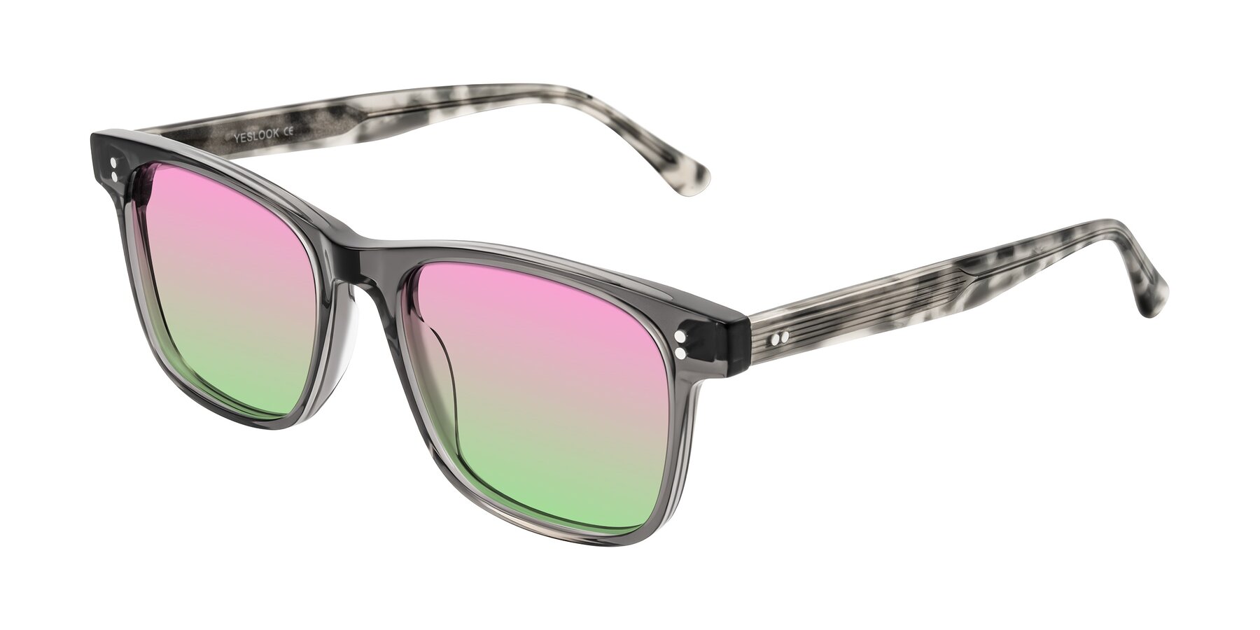 Angle of Rhanna in Gray/Tortoise with Pink / Green Gradient Lenses