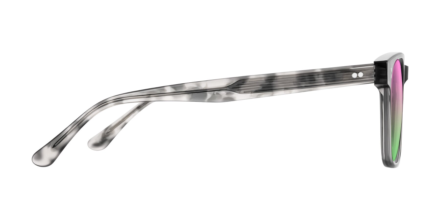 Side of Rhanna in Gray/Tortoise with Pink / Green Gradient Lenses