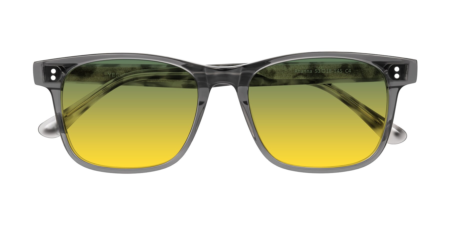 Folded Front of Rhanna in Gray/Tortoise with Green / Yellow Gradient Lenses