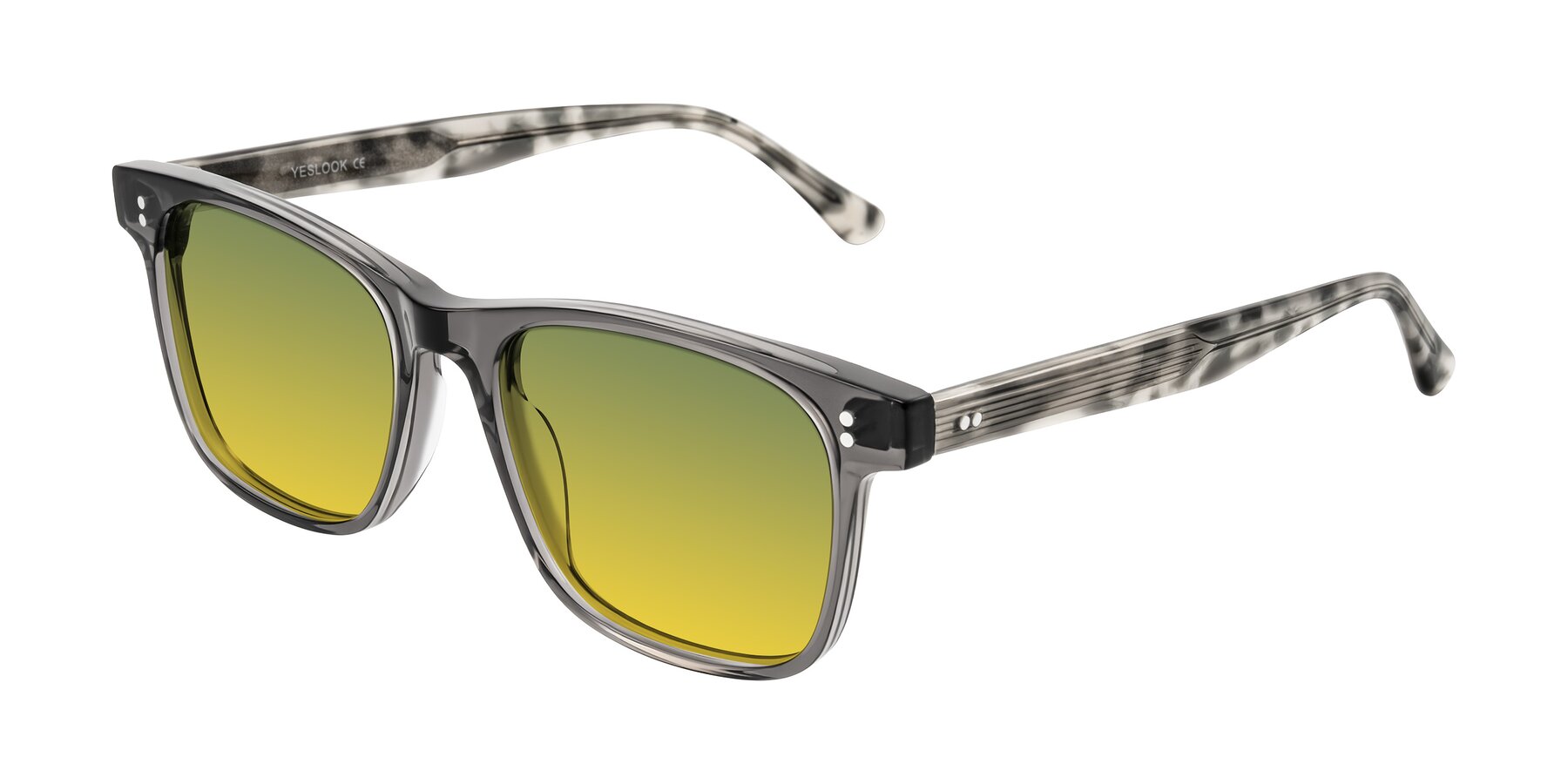Angle of Rhanna in Gray/Tortoise with Green / Yellow Gradient Lenses