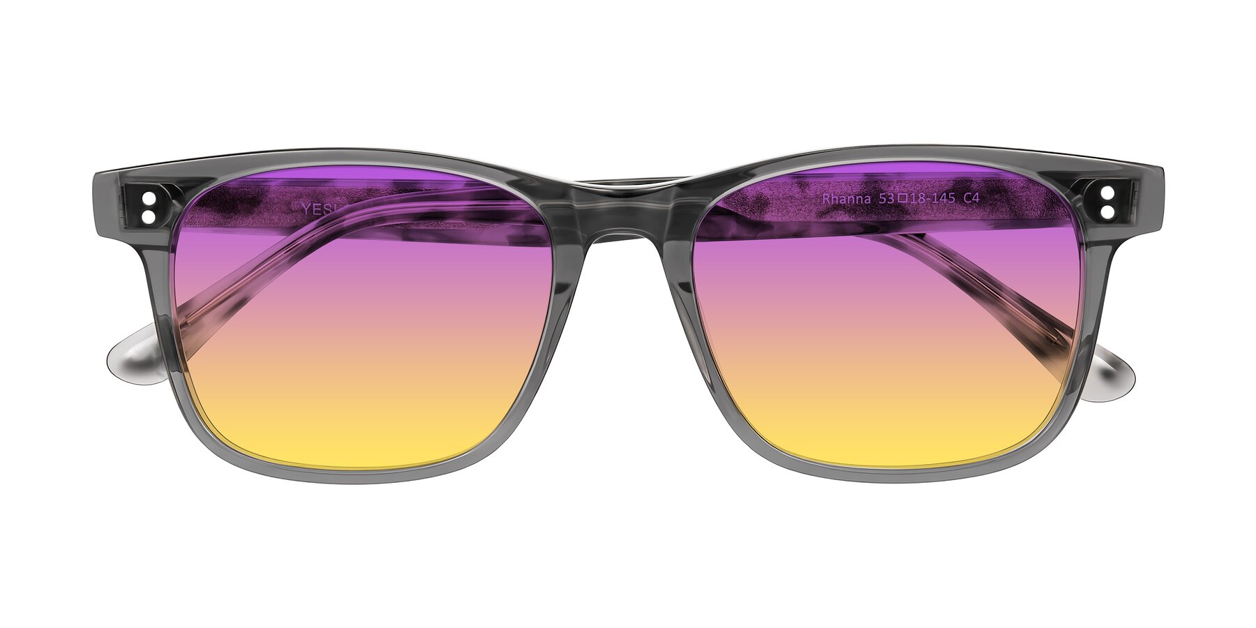 Folded Front of Rhanna in Gray/Tortoise with Purple / Yellow Gradient Lenses