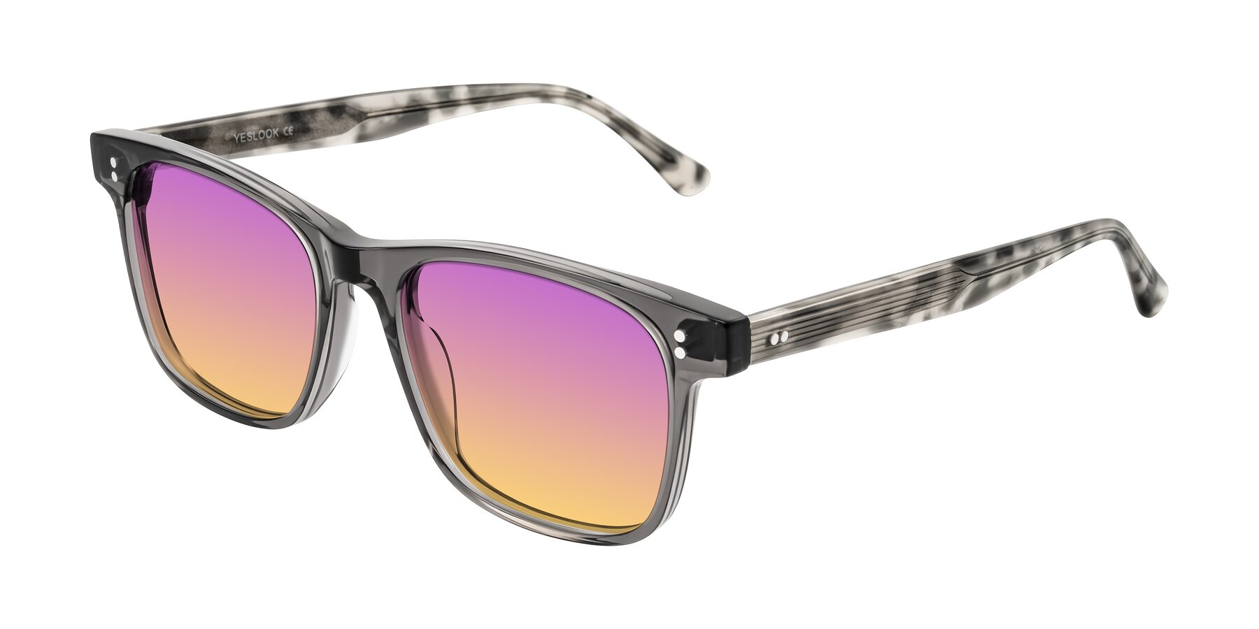Angle of Rhanna in Gray/Tortoise with Purple / Yellow Gradient Lenses