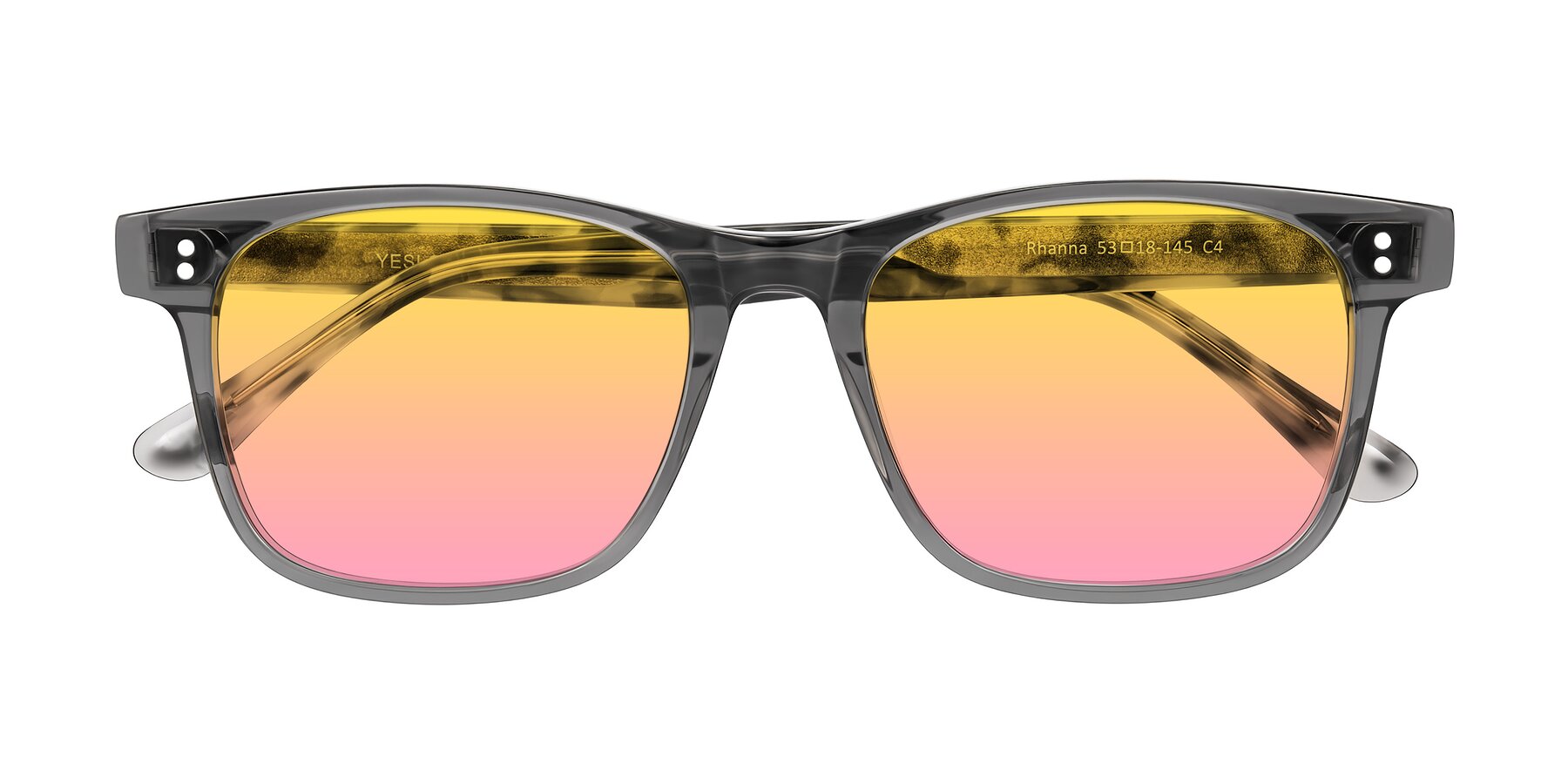 Folded Front of Rhanna in Gray/Tortoise with Yellow / Pink Gradient Lenses