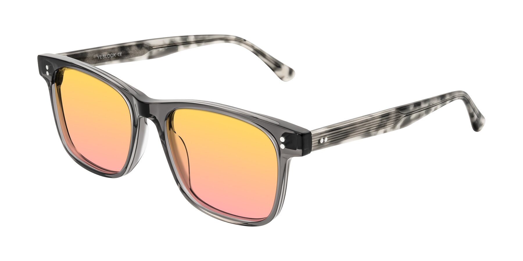 Angle of Rhanna in Gray/Tortoise with Yellow / Pink Gradient Lenses