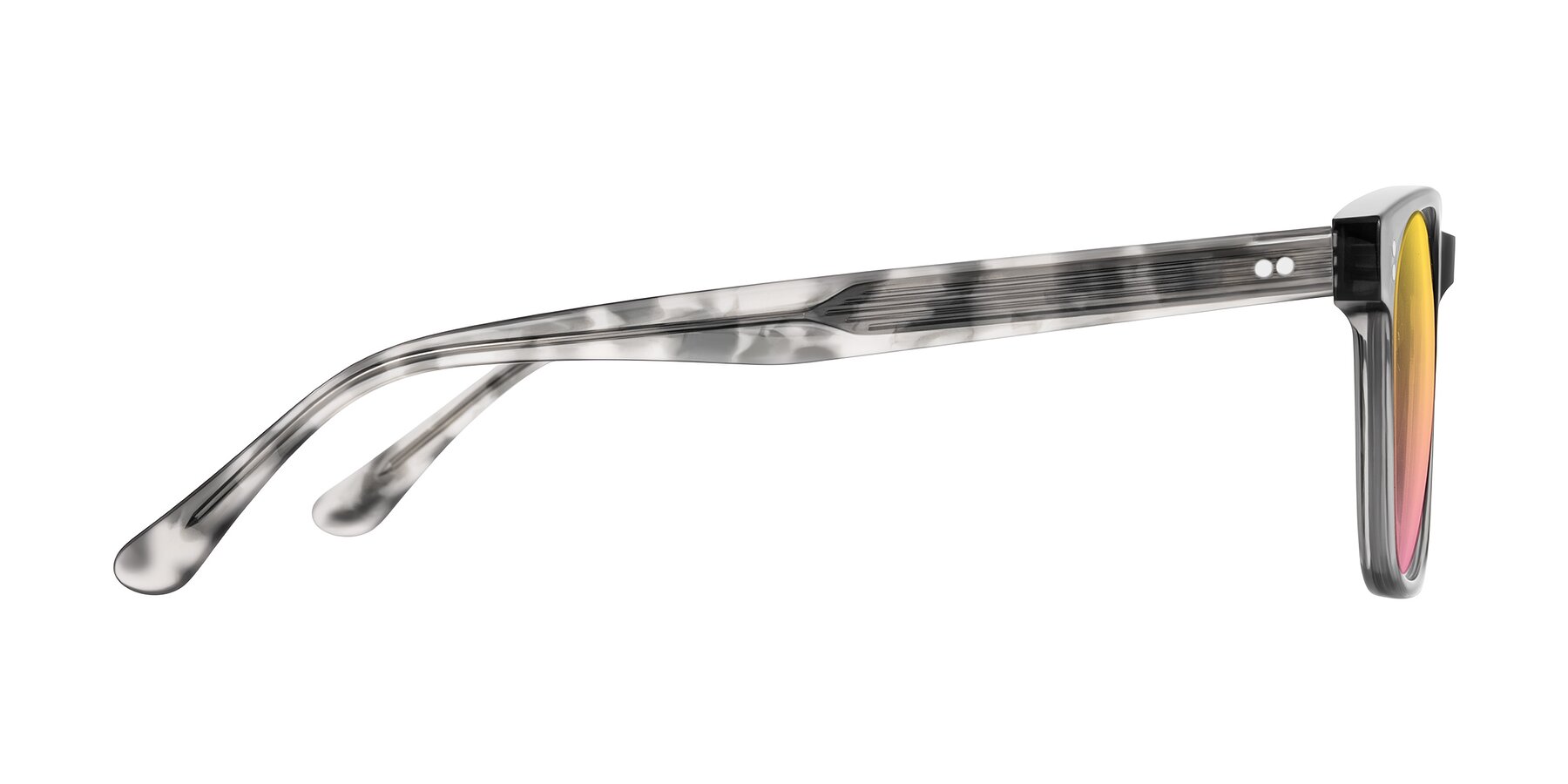 Side of Rhanna in Gray/Tortoise with Yellow / Pink Gradient Lenses