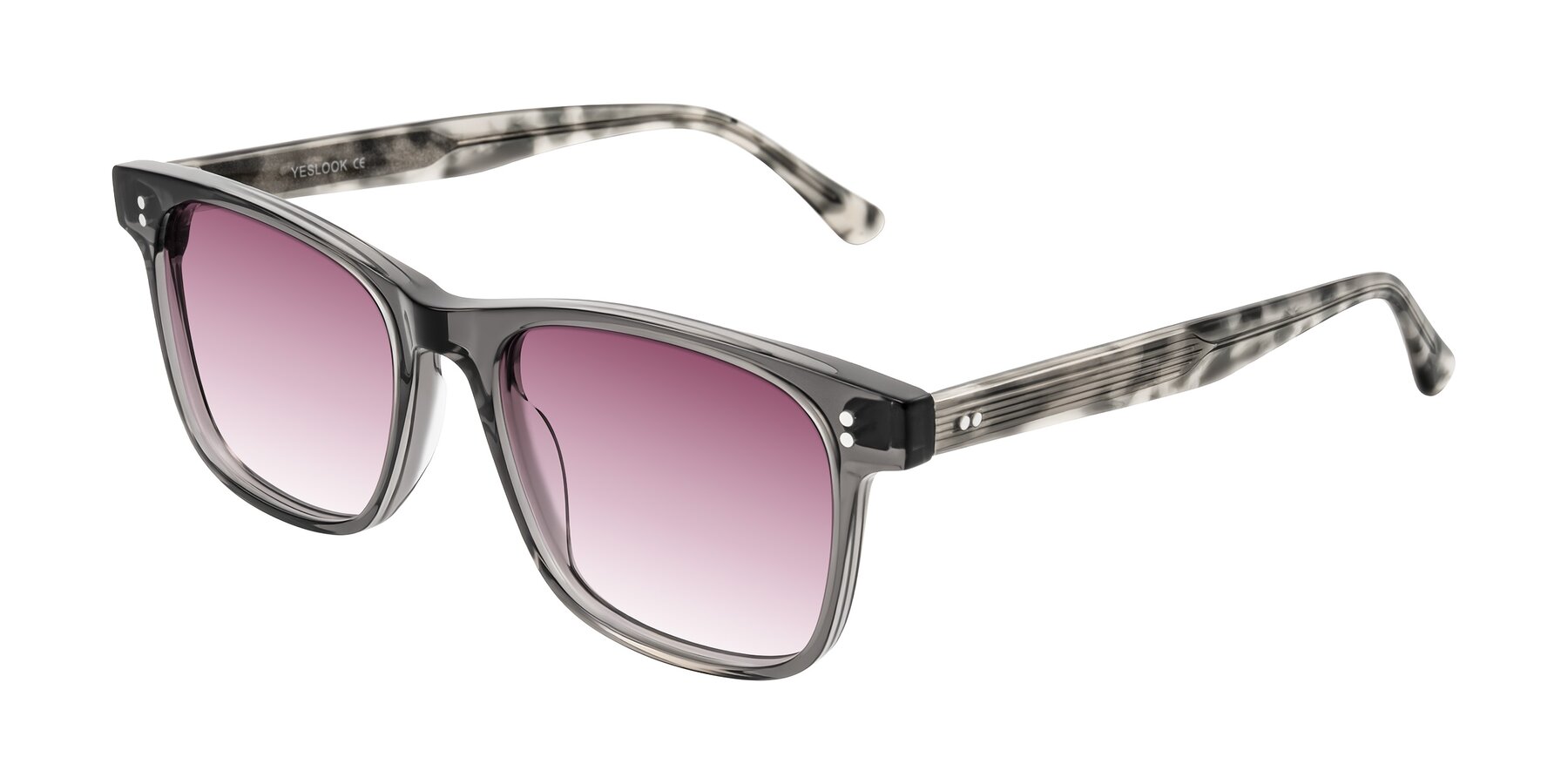Angle of Rhanna in Gray/Tortoise with Wine Gradient Lenses