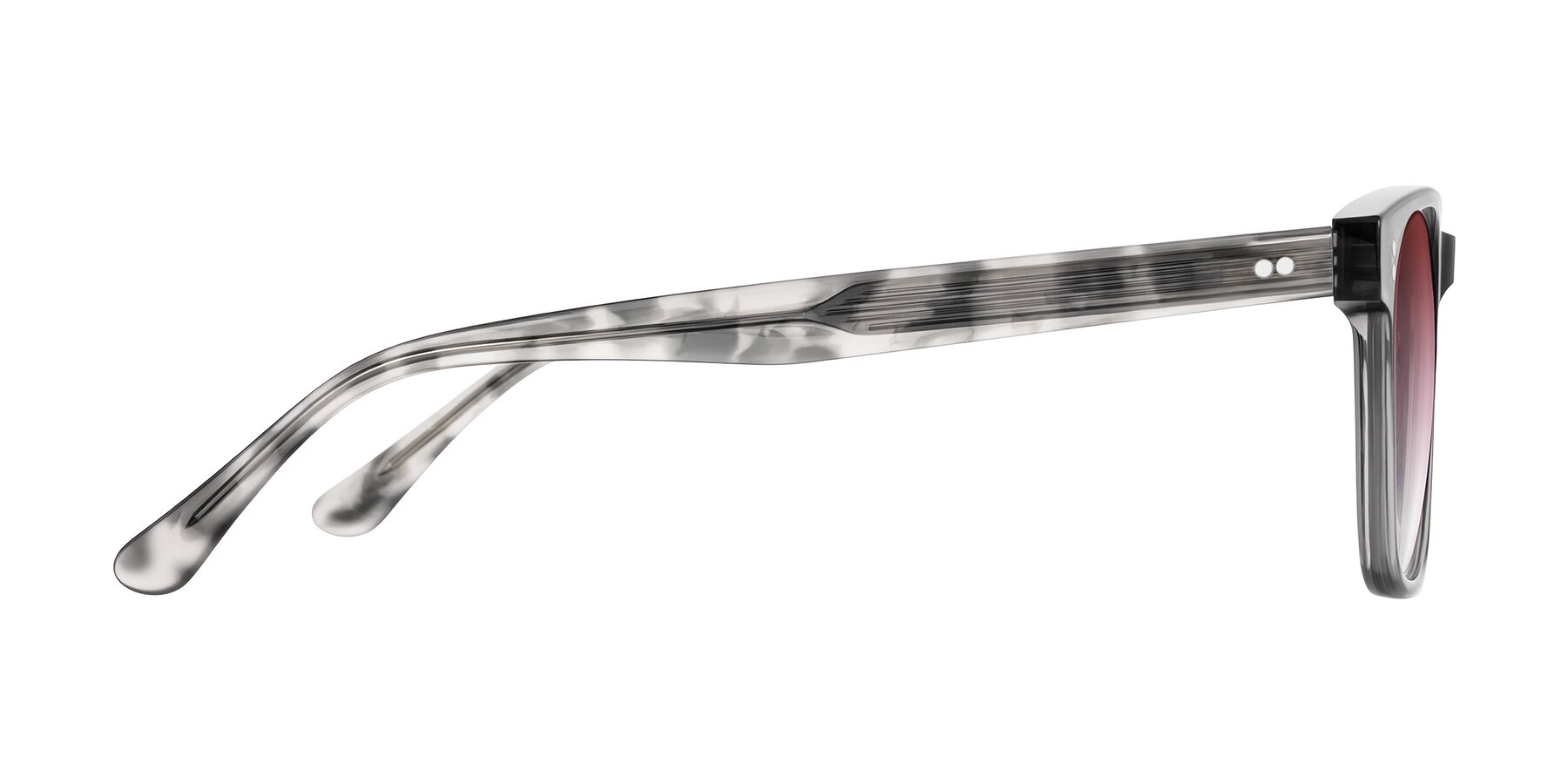 Side of Rhanna in Gray/Tortoise with Garnet Gradient Lenses