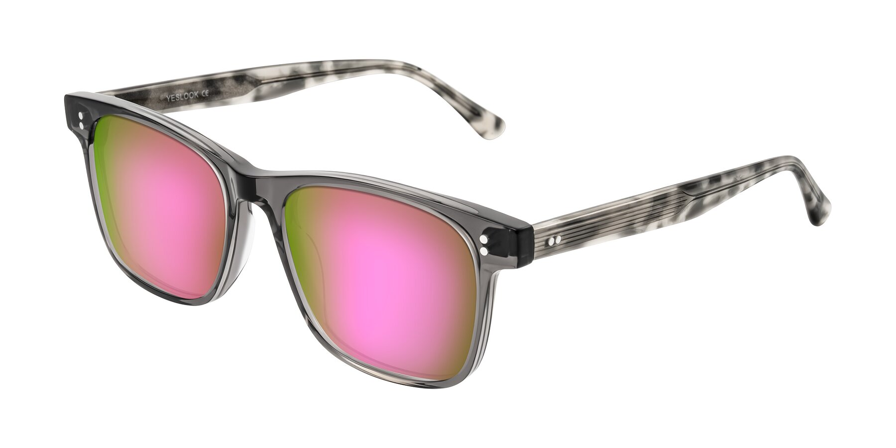 Angle of Rhanna in Gray/Tortoise with Pink Mirrored Lenses